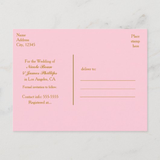 Carte Postale Faire-part Points Confetti Rose & Or brillants Enregistrer La (Dos)