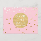 Carte Postale Faire-part Points Confetti Rose & Or brillants Enregistrer La (Devant)