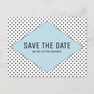 Carte Postale Faire-part Pois modernes bleus sauvez la date