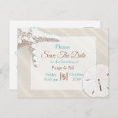 Carte Postale Faire-part Poisson étoilée côtière Mariage sablonneux Enregis (Devant / Derrière)