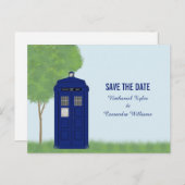 Carte Postale Faire-part Police Box Enregistrer la date Postcard v4 (Devant / Derrière)