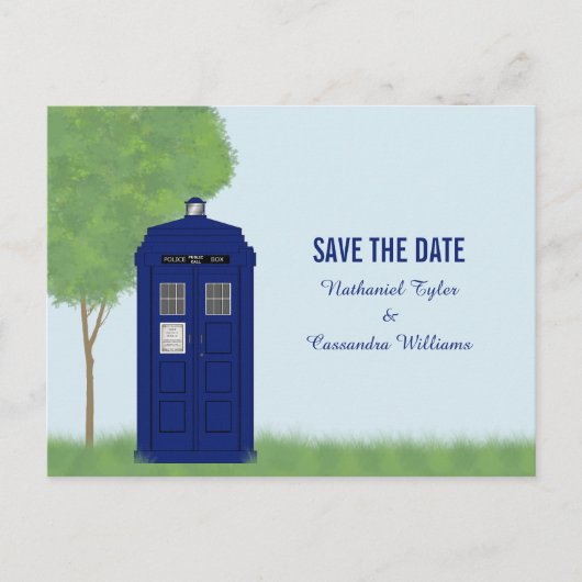 Carte Postale Faire-part Police Box Enregistrer la date Postcard v4 (Devant)