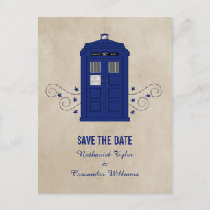 Carte Postale Faire-part Police Box Enregistrer la date Postcard v6