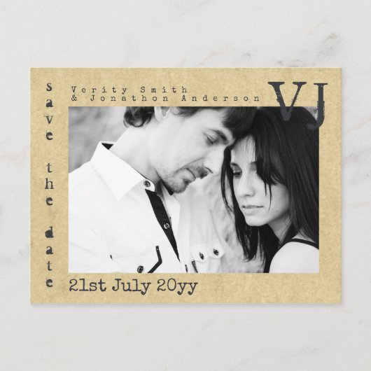 Carte Postale Faire-part Police Machine à Écrire Save The Date Mariage AJOU (Devant)