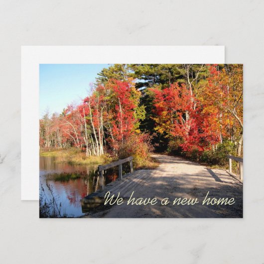 Carte Postale Faire-part Pont en bois Saison automnale Nouvelle adresse (Devant / Derrière)