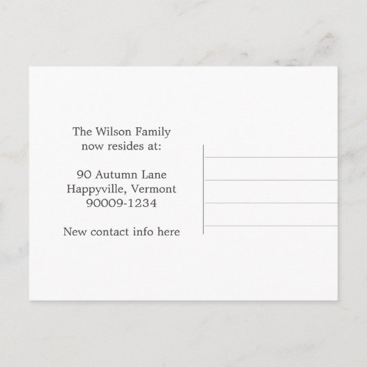 Carte Postale Faire-part Pont en bois Saison automnale Nouvelle adresse (Dos)