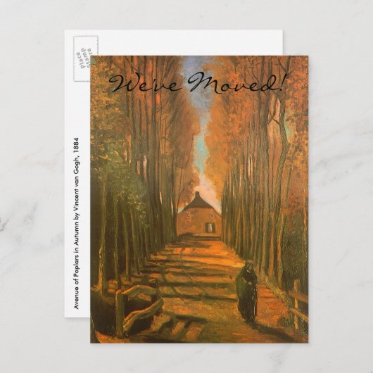 Carte Postale Faire-part Poplars par Vincent van Gogh, Changement d'adresse (Devant / Derrière)