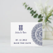 Carte Postale Faire-part Porcelain chinois double bonheur Enregistrer la da (Debout devant)