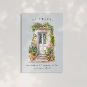 Carte Postale Faire-part Porte avant bleu aquarelle nouvelle adresse