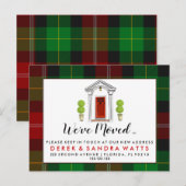 Carte Postale Faire-part porte avant rouge Changement d'adresse nous avons (Devant / Derrière)