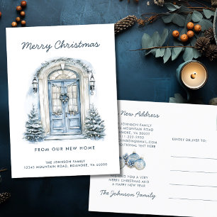 Carte Postale Faire-part Porte bleue Joyeux Noël de New Home