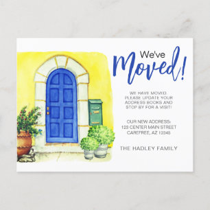 Carte Postale Faire-part Porte Bleue Nous Avons Déménagé