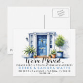 Carte Postale Faire-part Porte d'entrée bleue Changement d'adresse, déménag (Devant / Derrière)