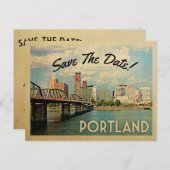 Carte Postale Faire-part Portland Enregistrer La Date Oregon (Devant / Derrière)