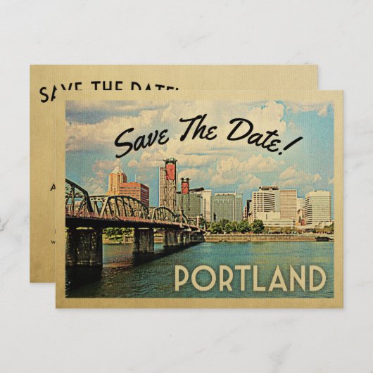 Carte Postale Faire-part Portland Enregistrer La Date Oregon (Devant / Derrière)