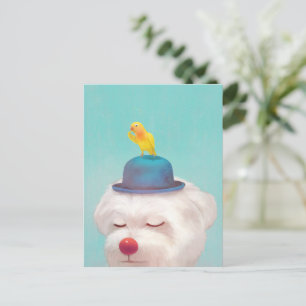 Carte Postale Faire-part Portrait de chien clown méditatif