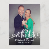 Carte Postale Faire-part Portrait de script Photo Enregistrez la date (Devant)