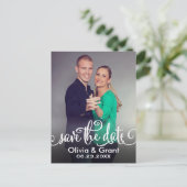 Carte Postale Faire-part Portrait de script Photo Enregistrez la date (Debout devant)
