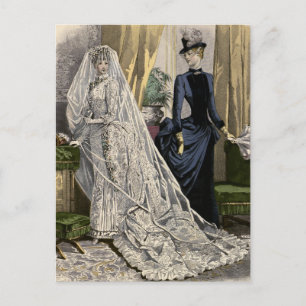 Carte Postale Faire-part Portrait nuptial de mariage vintage Enregistrer la