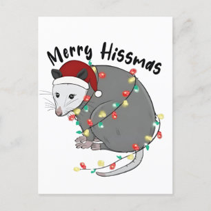 Carte Postale Faire-part Possum Mange Déchets Noël Lumières Joyeux Fissmas