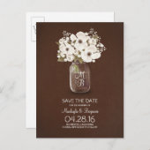 Carte Postale Faire-part pot de fleurs blanc rustique pour annoncer la date (Devant / Derrière)