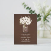 Carte Postale Faire-part pot de fleurs blanc rustique pour annoncer la date (Debout devant)
