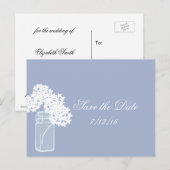 Carte Postale Faire-part Pot Mason, Hydrangea Blanche, Sauvegarder la Date (Devant / Derrière)
