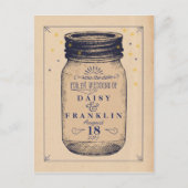 Carte Postale Faire-part Pot Mason Rétro Enregistrer la Date - Style Telegr (Devant)