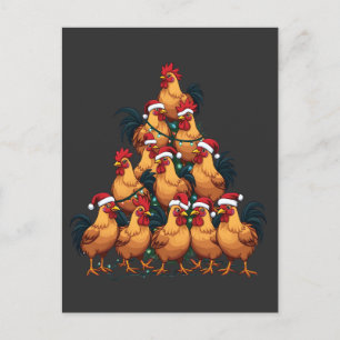Carte Postale Faire-part Poulets sapin de Noël Joyeux Noël Funny Xmas