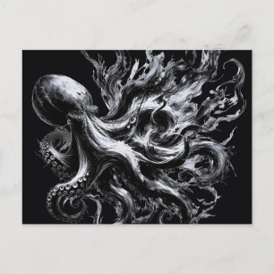 Carte Postale Faire-part Poulpe Kraken Fluide Encre Abstraite