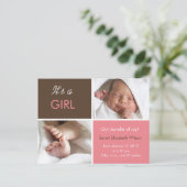Carte postale faire-part pour fille bébé (Debout devant)