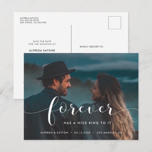 Carte Postale Faire-part Pour toujours a une belle sonorité Photo (Devant / Derrière)