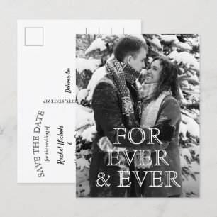 Carte Postale Faire-part Pour toujours et toujours mariage blanc de texte E