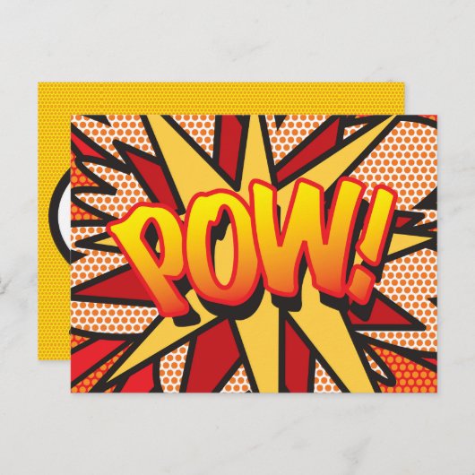 Carte Postale Faire-part POW Your Message Speech Buble Fun Retro (Devant / Derrière)