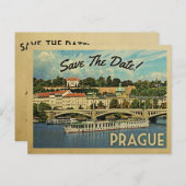 Carte Postale Faire-part Prague Sauvegarder la date République tchèque (Devant / Derrière)