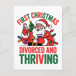 Carte Postale Faire-part Premier Noël divorcé et prospère Noël