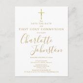 Carte Postale Faire-part Première Sainte Communion Signature Or Enregistrer (Devant)