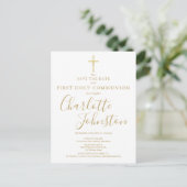 Carte Postale Faire-part Première Sainte Communion Signature Or Enregistrer (Debout devant)