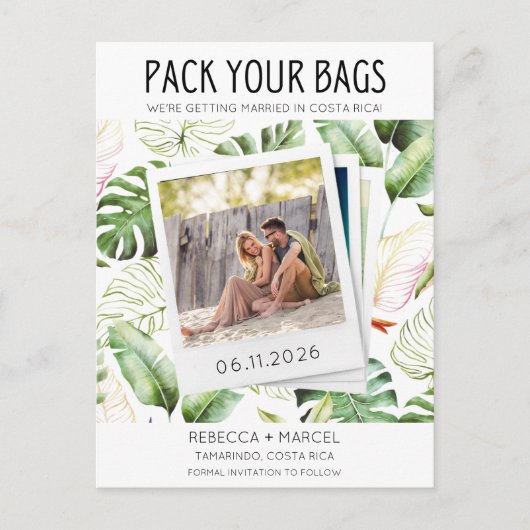 Carte Postale Faire-part Préparez vos valises Costa Rica Mariage Enregistre (Devant)