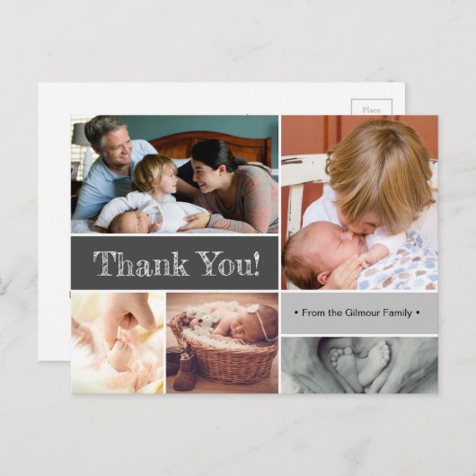 Carte Postale Faire-part Présentation du collage photo pour bébé (Devant / Derrière)