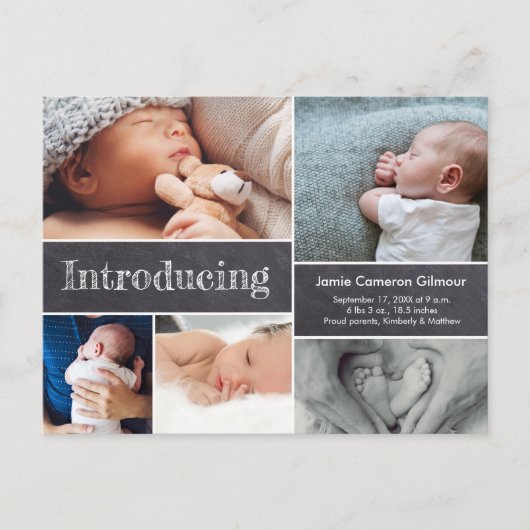 Carte Postale Faire-part Présentation simple de plusieurs photos de bébé su (Devant)