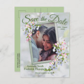 Carte Postale Faire-part Printemps fleuri à la chaleur Enregistrer les date (Devant / Derrière)