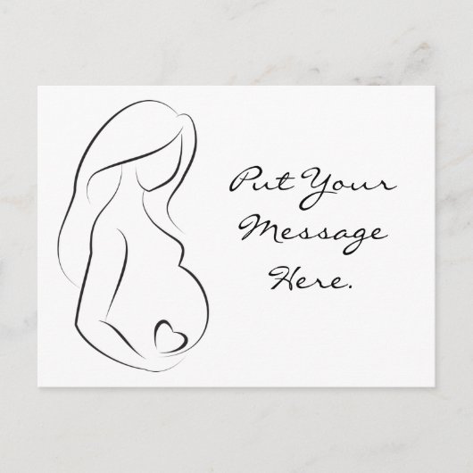Carte Postale Faire-part Profil Femme Enceinte Coeur ventre (Devant)