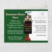Carte Postale Faire-part Promotion de restaurant personnalisable. Envoi pos (Dos)