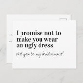 Carte Postale Faire-part Proposition de demoiselle d'honneur de typographie (Devant / Derrière)