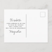 Carte Postale Faire-part Proposition de demoiselle d'honneur de typographie (Dos)