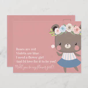 Carte Postale Faire-part Proposition de fille de Mariage de l'ours mignon