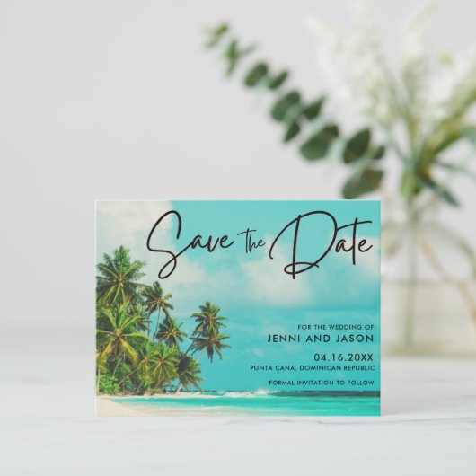 Carte Postale Faire-part Punta Cana Beach Destination Mariage Enregistrer L (Debout devant)
