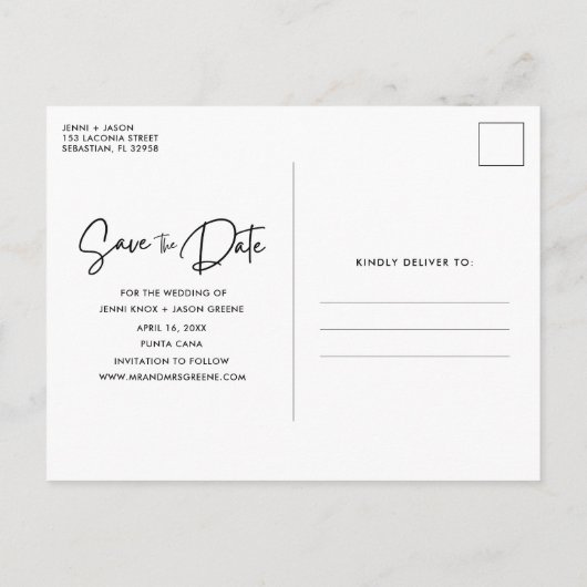 Carte Postale Faire-part Punta Cana Tropical Beach Mariage Enregistrer La D (Dos)