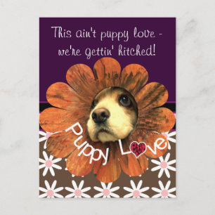 Carte Postale Faire-part Puppy Love Peeking d'une fleur